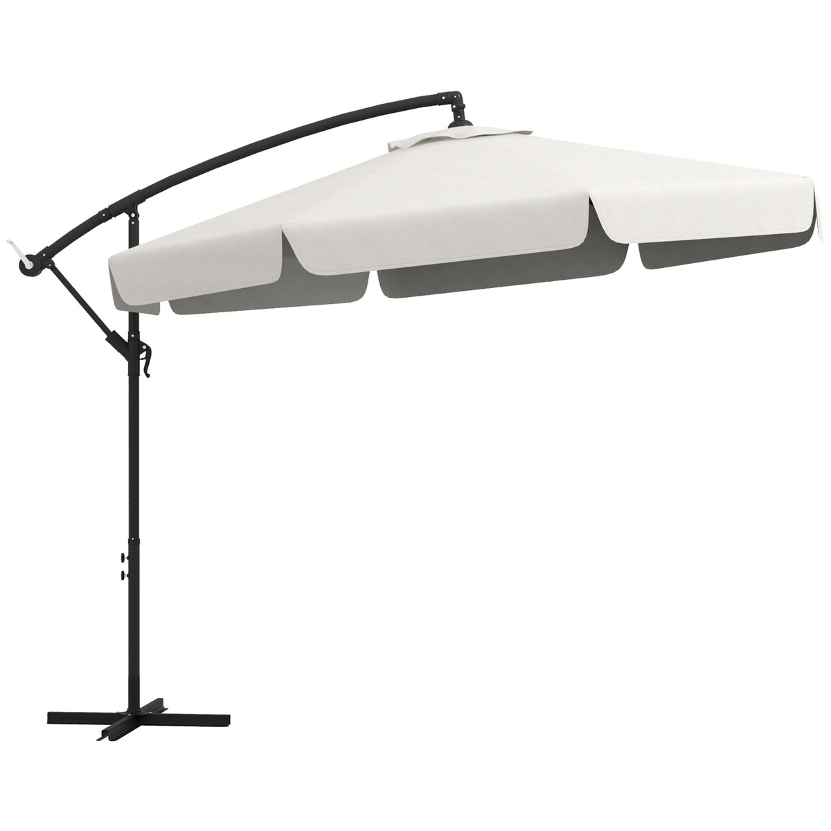 11 FT Cantilever Patio Umbrella Offset Parasol with Cross Base and 8 Ribs for Garden, Cream White