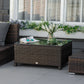 Rattan Wicker Coffee Table with Glass Top Outdoor Garden Patio Furniture Brown Tempered