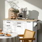 Kitchen Island on Wheels with Wood Drop Leaf, Charging Station, Rolling Kitchen Cart with Adjustable Shelf, White