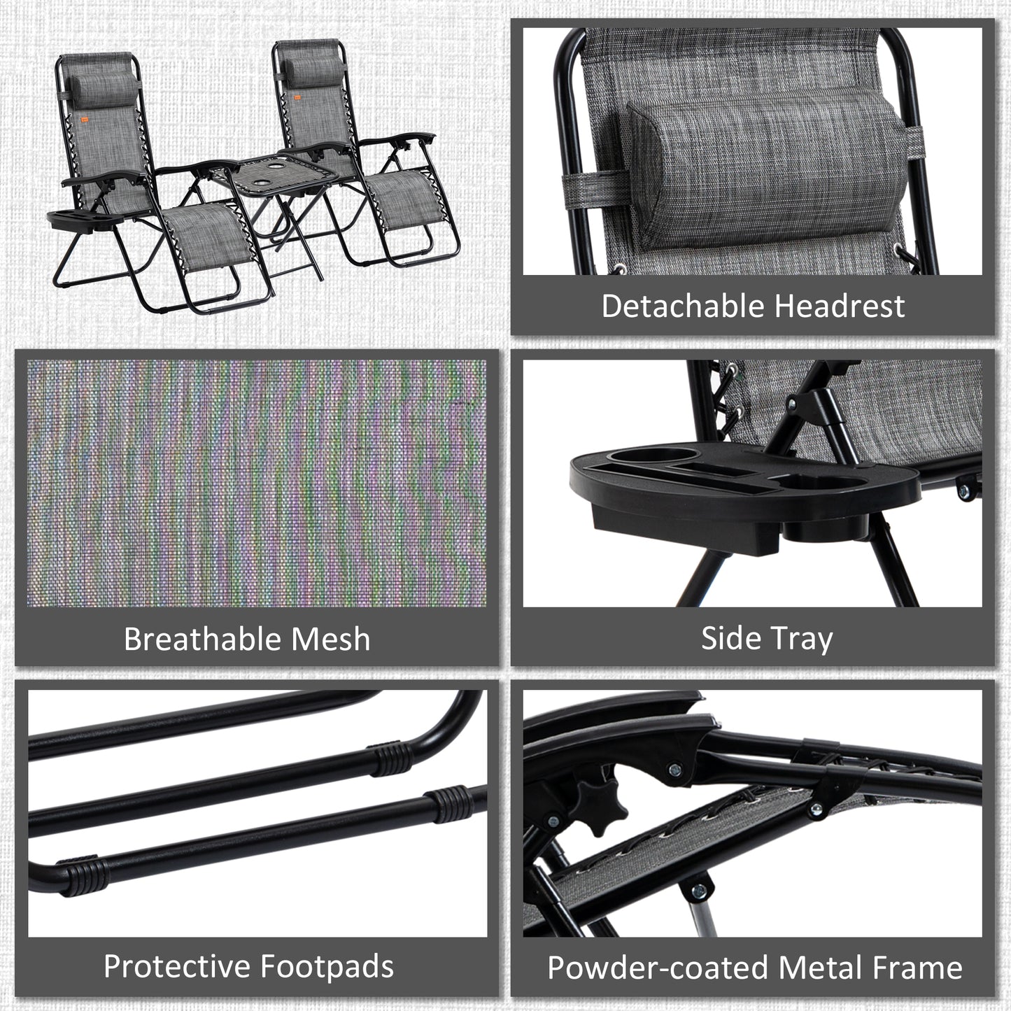Zero Gravity Chair Set of 2 Patio Chair with Side Table Cupholders and Pillows for Pool, Backyard, Lawn, Beach, Red
