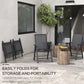 4-Piece Folding Chair Set for Relaxing on Patio Balcony Garden, Comfortable Outdoor Furniture with Armrests, Black