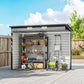 8 x 4FT Galvanized Garden Storage Shed, Metal Outdoor Shed with Double Doors and 2 Vents, Grey