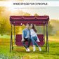 3-Seater Outdoor Porch Swing with Adjustable Canopy, Patio Swing Chair for Garden, Poolside, Backyard, Wine Red