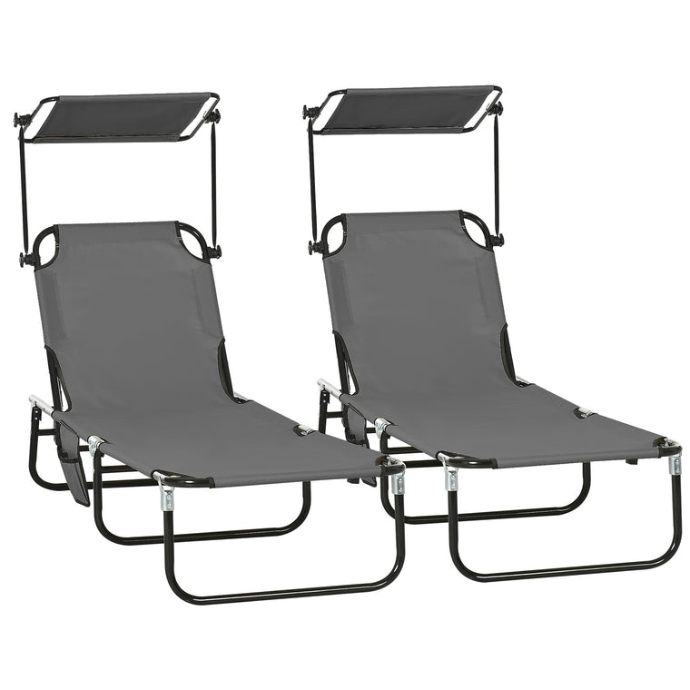 2-Piece Folding Tanning Chair with Reclining Back & Sunshade