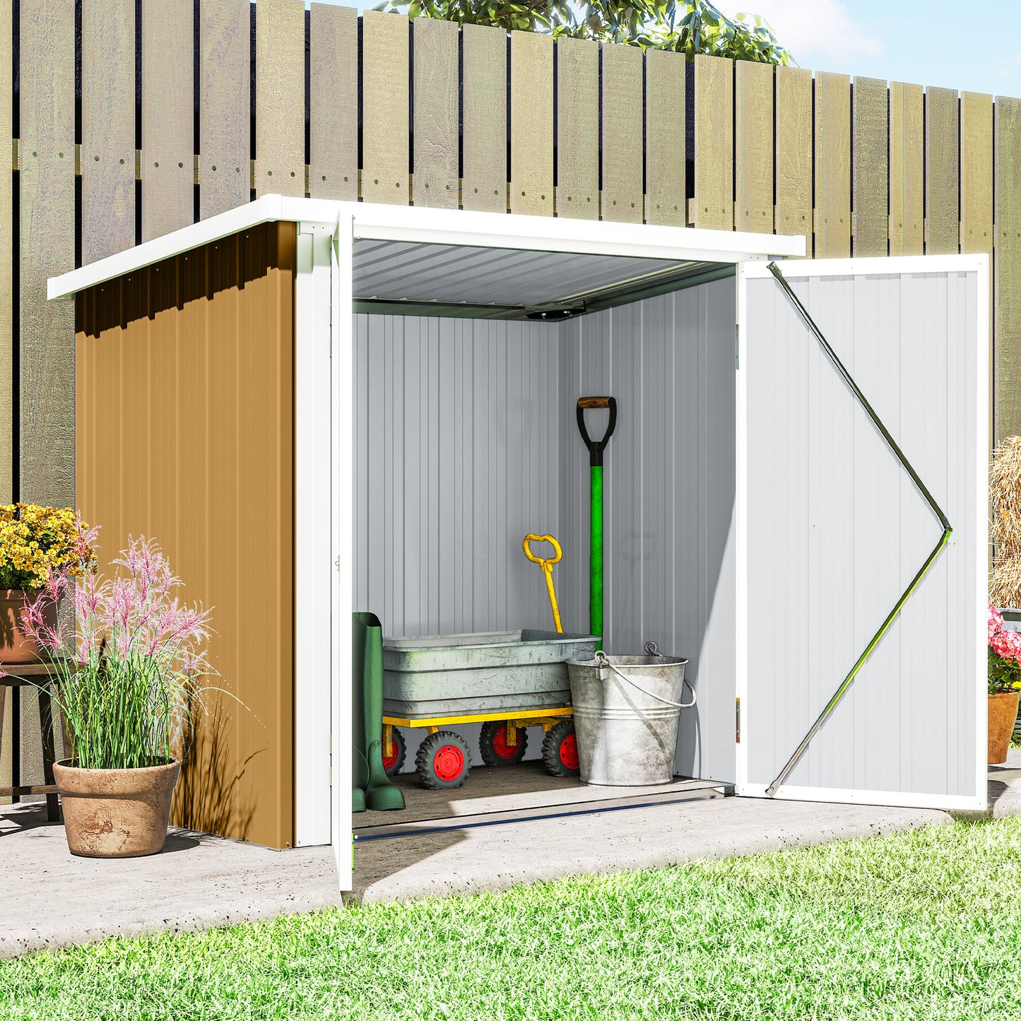 5' x 3' Metal Garden Storage Shed, Tool House with Double Doors for Backyard, Patio, Lawn