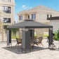 10 x 10 FT Canopy Gazebo, Double Roof Patio Gazebo with Screen Panels and Metal Frame for Deck, Backyard, Dark Grey