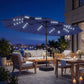Double-sided Patio Umbrella with Base Included & 48 LED Lights 15ft Dark Blue