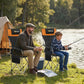Set of 2 Reclining Camping Chair with Foot Rest, Folding Camping Chair w/ Headrest, Cup Holder, Storage Bag, Orange