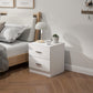 Bedside Table with 2 Drawers, Modern Nightstand for Bedroom, White