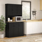 71" Kitchen Pantry Buffet with Hutch Storage Cabinet Microwave Oven Stand with Drawer, Black