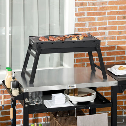 Black Portable Charcoal Grill with Pull-Out Basin