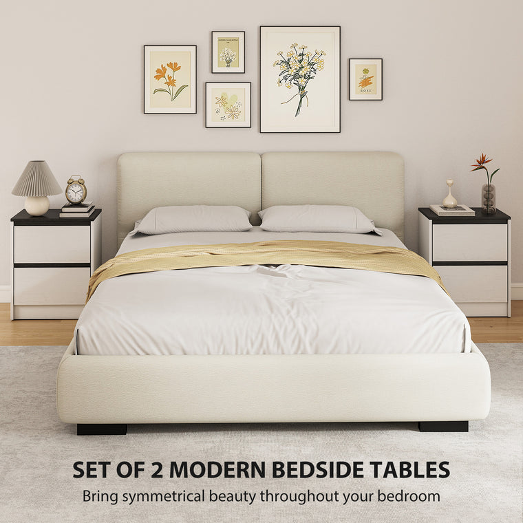 Nightstands Set of 2 with 2 Drawers - White
