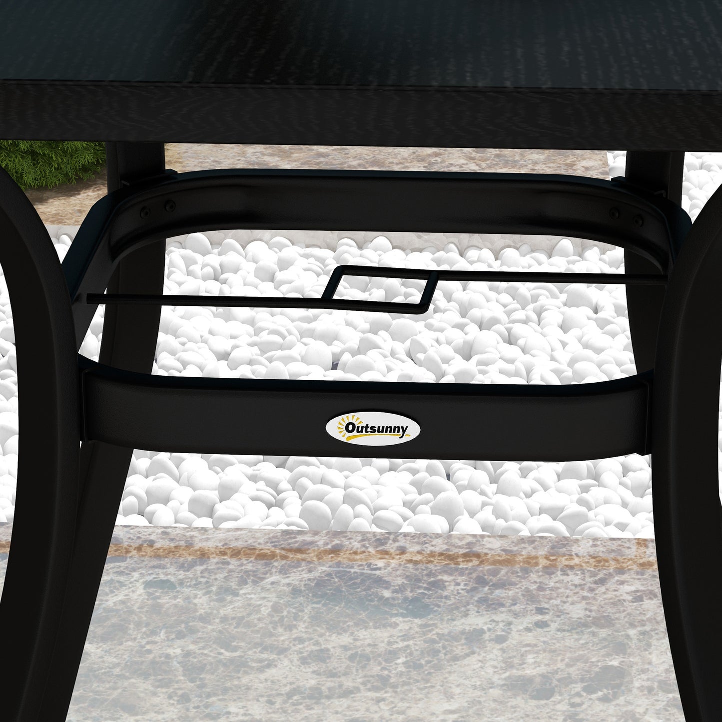 Rectangle Patio Dining Table for 4 People with Steel Legs, Metal Tabletop for Garden, Backyard, Lawn, Balcony, Black