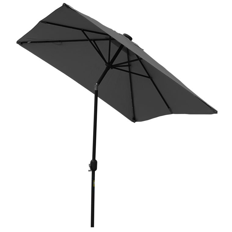 6' x 10' Dark Grey Rectangular Umbrella with 22 LEDs & Tilt