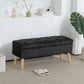 Storage Ottoman with Lid, Velvet Upholstered Storage Bench with Wood Legs for Living Room, Black