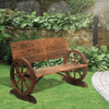 Wooden Wagon Wheel Bench with High Back Loveseat