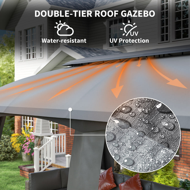 10' x 20' Dark Grey Patio Gazebo with Vented Roof