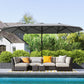 173" Double-Sided Sun Umbrella Garden Parasol Patio Sun Shade Outdoor with LED Solar Light, No Base Included, Dark Gre