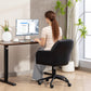Swivel Office Chair, Faux Leather Desk Chair with Adjustable Height for Living Room, Bedroom, Study, Black