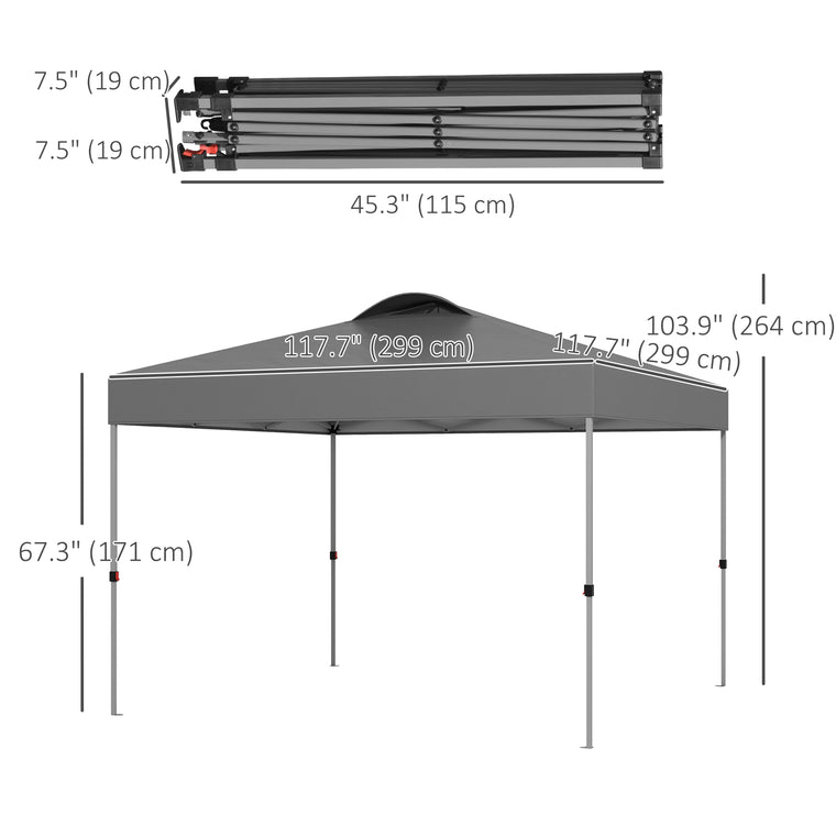 10' x 10' Dark Grey Pop-Up Canopy with Top Vents & Wheeled Bag