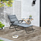 Foldable Lounge Chair, Reclining Patio Sun Lounger with 6-Position Adjustable Back, Grey