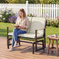 Outdoor Glider Bench for 2 Person, Patio Glider Loveseat with Thick Cushions for Garden Balcony Porch, Cream White