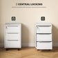 3-Drawer File Cabinet with Wheels, Vertical Filing Cabinet with Lock, White