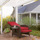 Outdoor Recliner Chair with Adjustable Backrest, Cushion, Side Tray, Black
