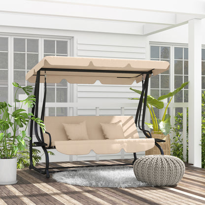 3-Seat Convertible Patio Swing Chair with Adjustable Canopy