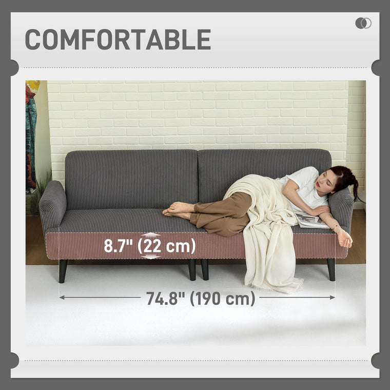 3-Seater Corduroy Loveseat with Rubberwood Legs