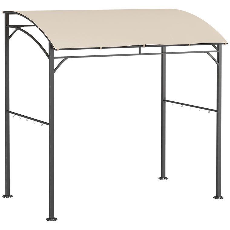 7' x 5' Beige Steel BBQ Grill Gazebo with Hooks
