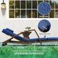 Set of 2 Wicker Chaise Lounge Chair Outdoor Patio Lounger with 5 Adjustable Back, Wheels, Cushion and Armrests, Blue
