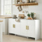 60" Sideboard Buffet Cabinet with Soft Close Doors, TV Stand for TVs up to 72 Inch, White Wood Grain