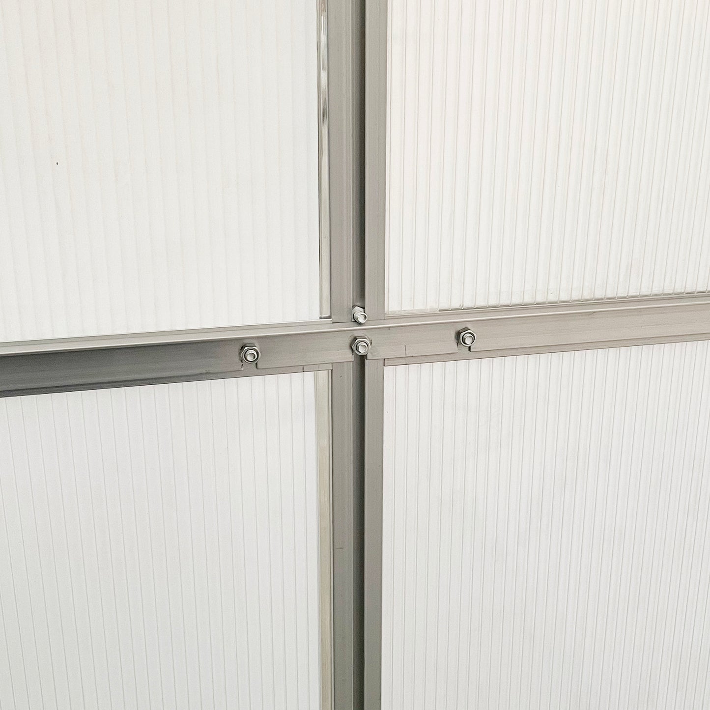 Walk-In Garden Greenhouse Aluminum Polycarbonate with Roof Vent for Plants Herbs Vegetables 8' x 4' x 7' Silver