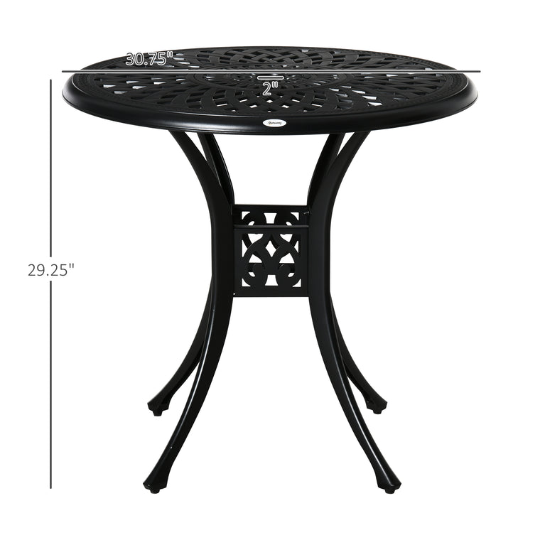 30" Round Cast Aluminum Bistro Table with Umbrella Hole