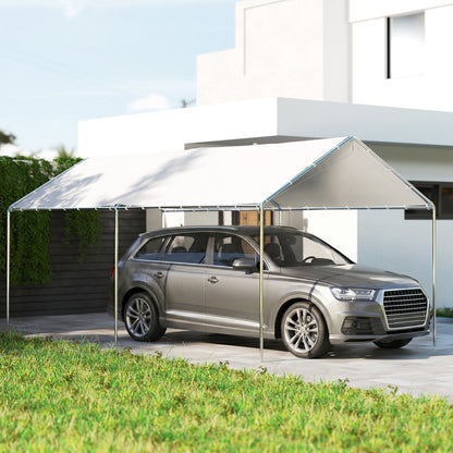 10' x 20' White Galvanized Carport with Anchor Kit