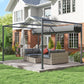 13' x 10' Patio Pergola with Retractable Canopy, Outdoor Sun Shelter, Yard Shade, Dark Grey