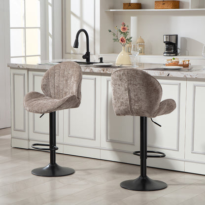 Swivel Bar Stools Set of 2 with Footrest - Brown