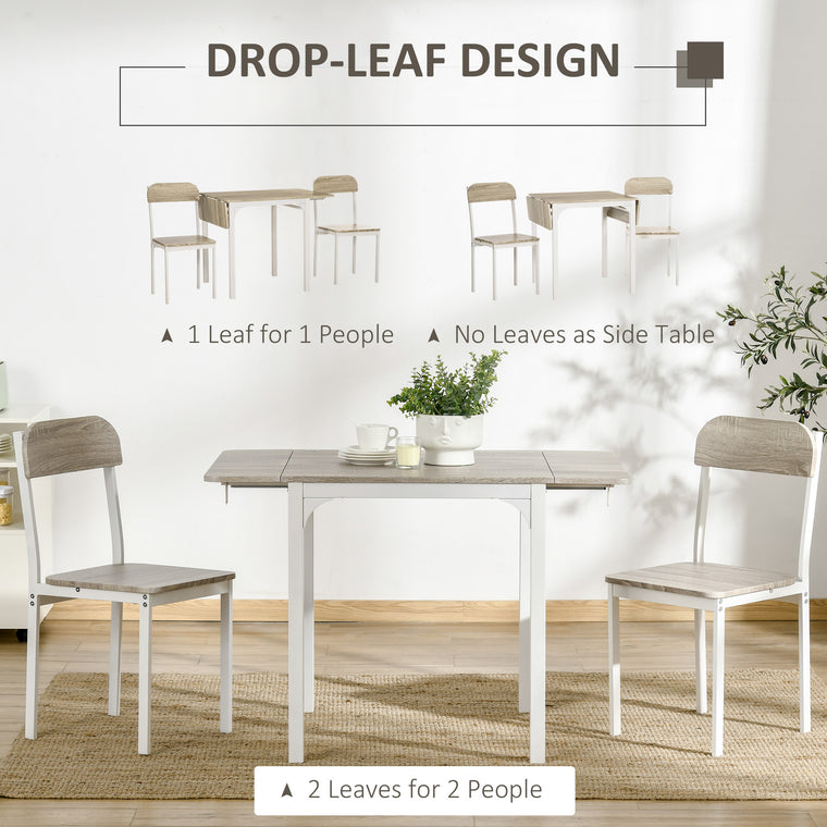 Foldable Drop-Leaf Dining Table Set for 2 - Natural
