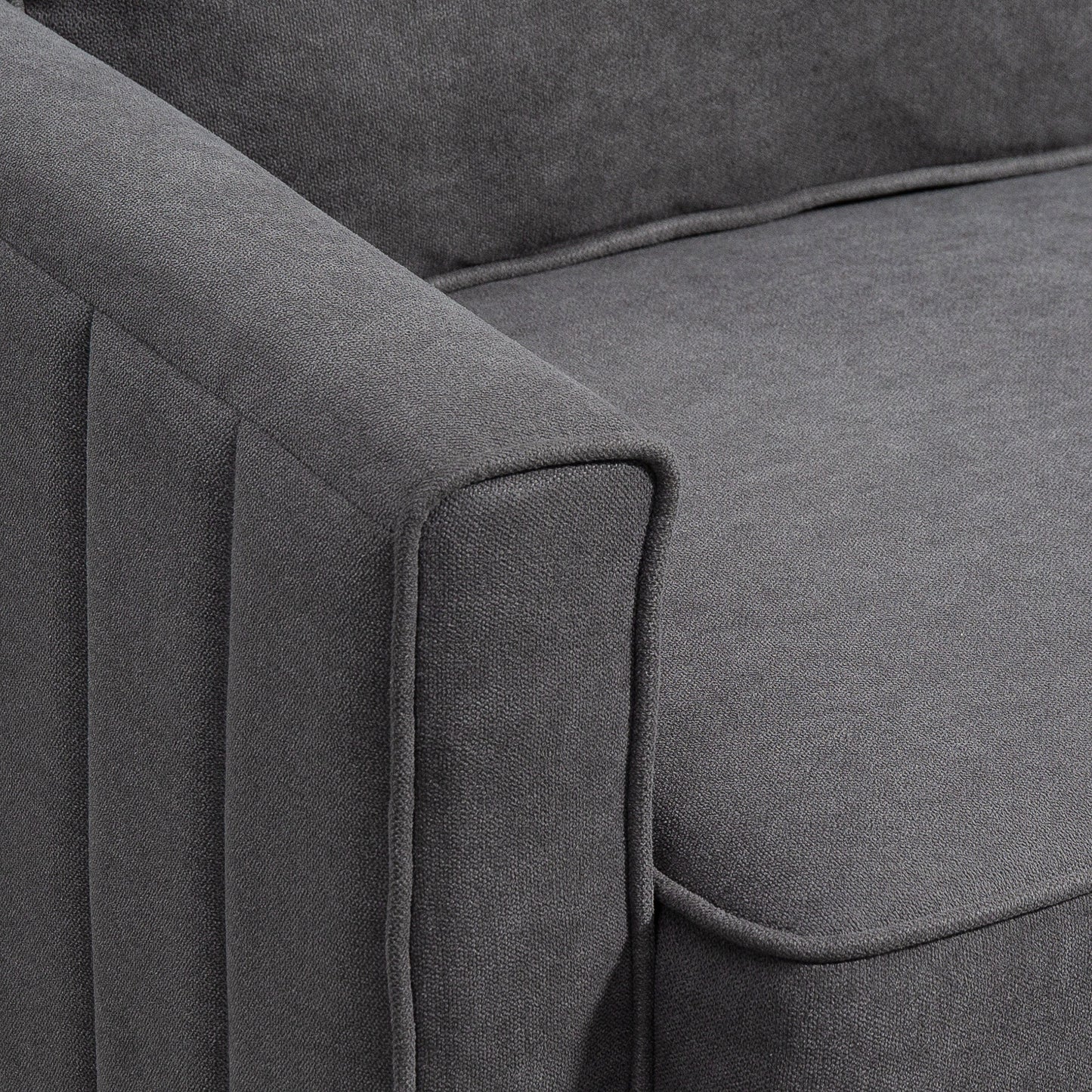Loveseat Sofa, Linen 2 Seater Sofa Couch with Thick Padded Seat & Backrest for Living Room, Home Office, Dark Grey
