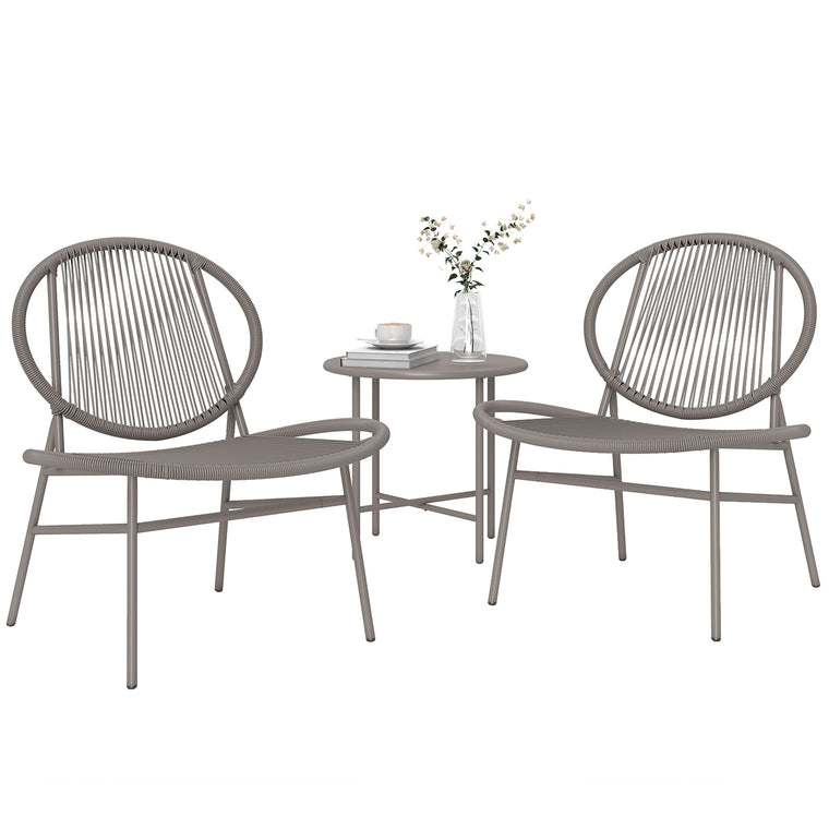 3-Piece Rattan Bistro Set with Acapulco Chairs and Steel Table