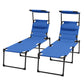 Folding Chaise Lounge with Adjustable Sunroof, Outdoor Quick Dry Padded Tanning Chairs with Headrest, Reclining Back Outdoor Lounge Chair, for Beach, Yard, Patio, Blue