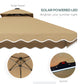 8' x 8' Khaki Double-Top Offset Parasol with Solar LEDs
