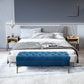End of Bed Bench, Upholstered Bench, Entryway Shoe Bench with Button Tufted for Living Room, Bedroom, Blue