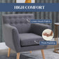 Linen Upholstery Armchair, Mid-Century Modern Accent Chair with Wood Frame and Thick Padding, Light Grey