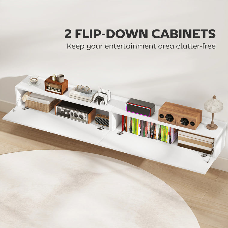 71" Floating TV Stand with Flip-Down Doors