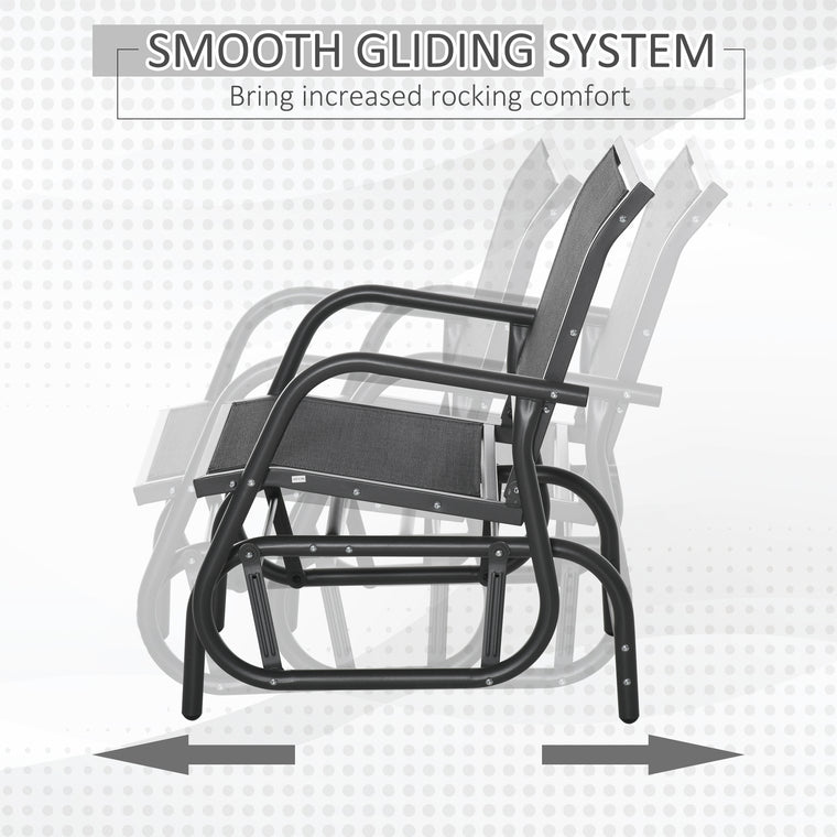 Black Glider Chair with Mesh Seat and Metal Frame