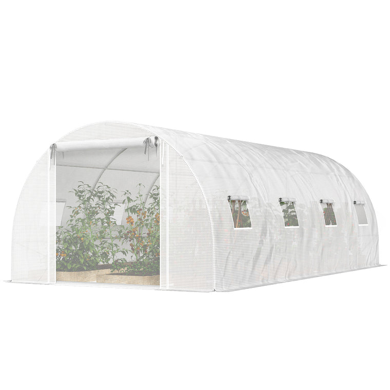 20' x 10' x 7' Tunnel Greenhouse with Mesh Door and PE Cover