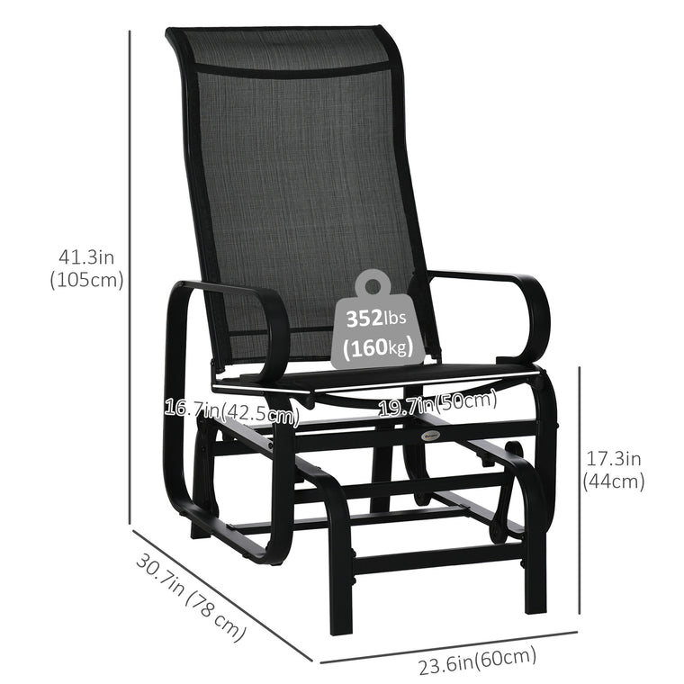 Black Glider Chair with Breathable Mesh Fabric
