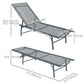 Folding Outdoor Lounge Chair, Reclining Chaise Lounge Tanning Chair w/ Adjustable Back, Mesh Seat, Light Grey